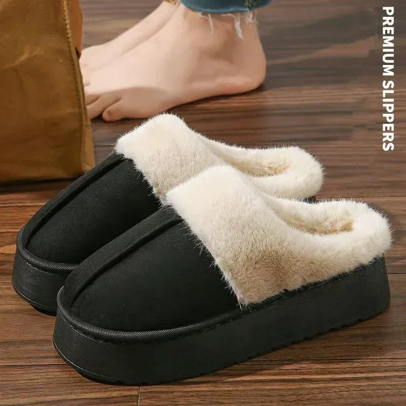 KissICON Fashion Women Fluffy Slippers for Winter Indoor EVA