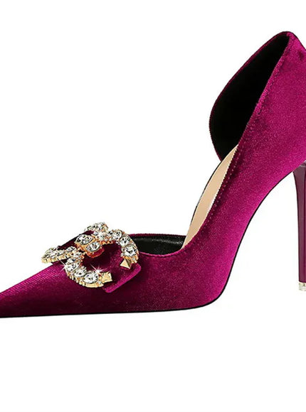 KissICON Fashion Women High Heel Rhinestone Buckle Bow Green