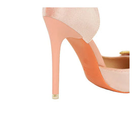 KissICON Fashion Women High Heel Rhinestone Buckle Bow Green