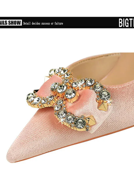 KissICON Fashion Women High Heel Rhinestone Buckle Bow Green
