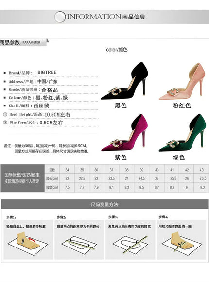 KissICON Fashion Women High Heel Rhinestone Buckle Bow Green