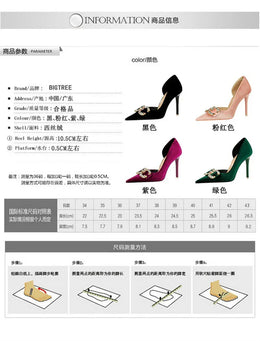 KissICON Fashion Women High Heel Rhinestone Buckle Bow Green