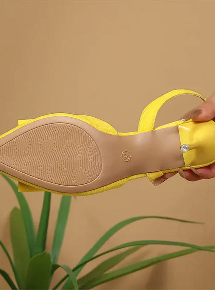KissICON Fashion Yellow High Heel Sandals Women Buckle Slingback
