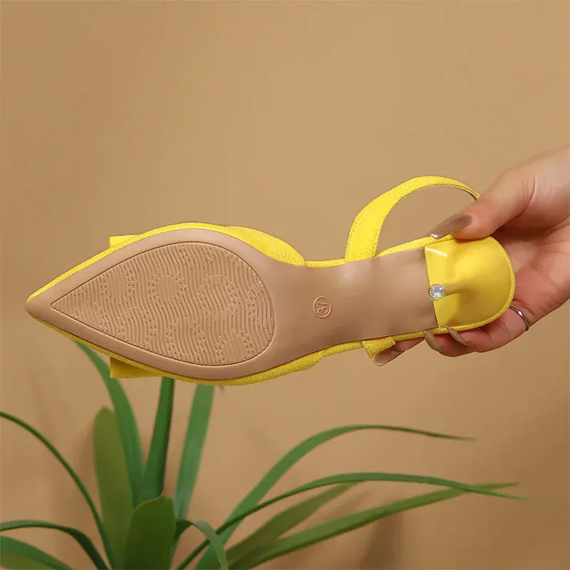 KissICON Fashion Yellow High Heel Sandals Women Buckle Slingback