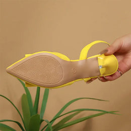 KissICON Fashion Yellow High Heel Sandals Women Buckle Slingback