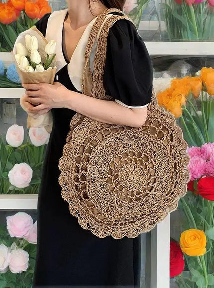 KissICON Fashionable Flower Shoulder Round Large-capacity Hollow Straw