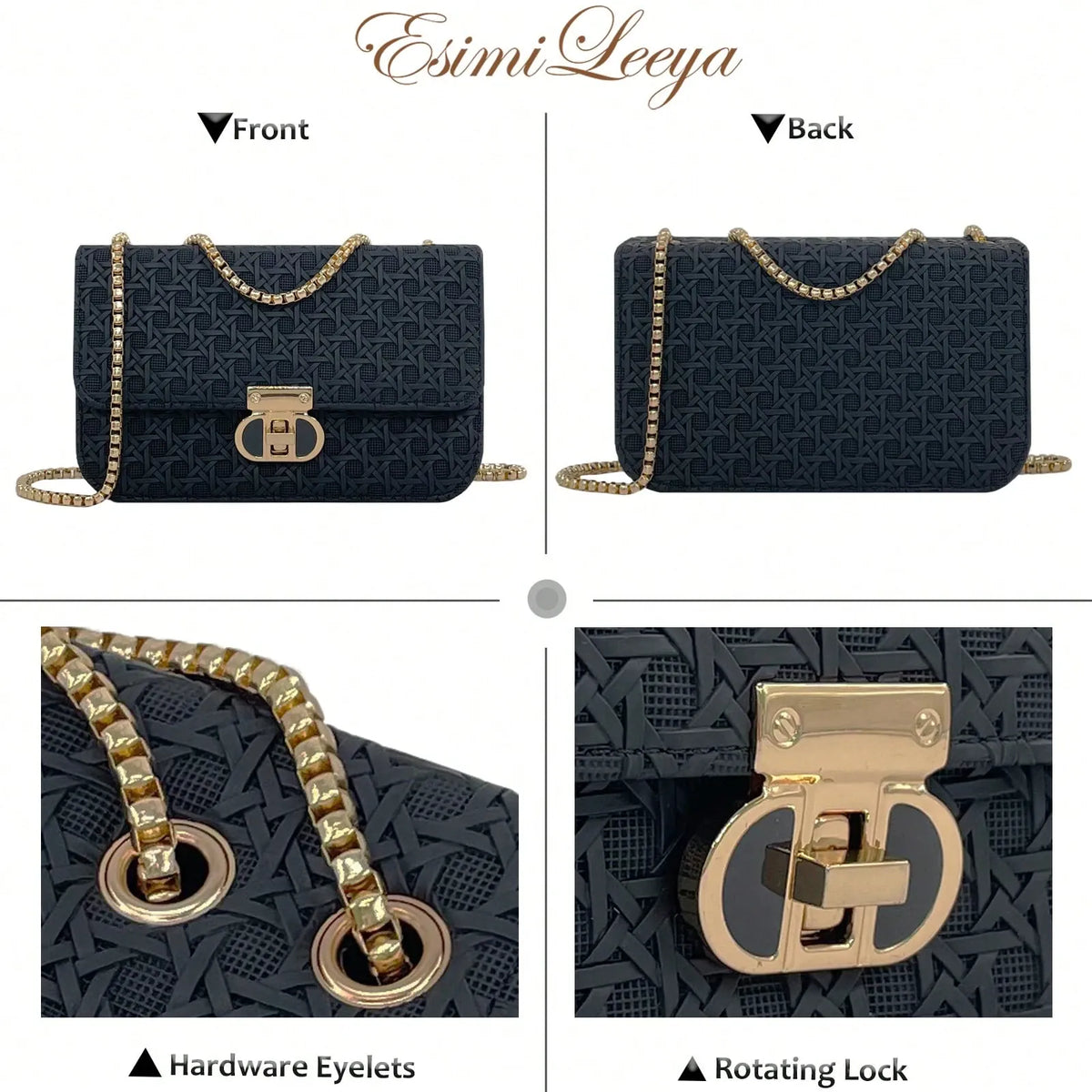KissICON Fashionable Lightweight Mini Golden Chain Shoulder Clutch