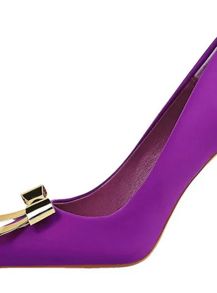 KissICON Fashionable Pointed High Heels Metal Bow Thin Heels