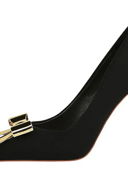 KissICON Fashionable Pointed High Heels Metal Bow Thin Heels