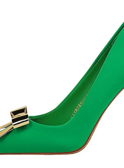 KissICON Fashionable Pointed High Heels Metal Bow Thin Heels