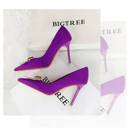 KissICON Fashionable Pointed High Heels Metal Bow Thin Heels