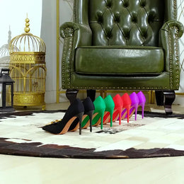KissICON Fashionable Pointed High Heels Metal Bow Thin Heels