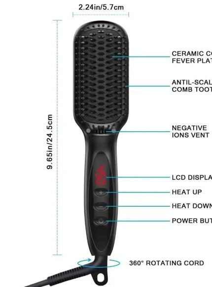 KissICON Fastyle Hair Straightening Brush Smooth Frizz Free Shine