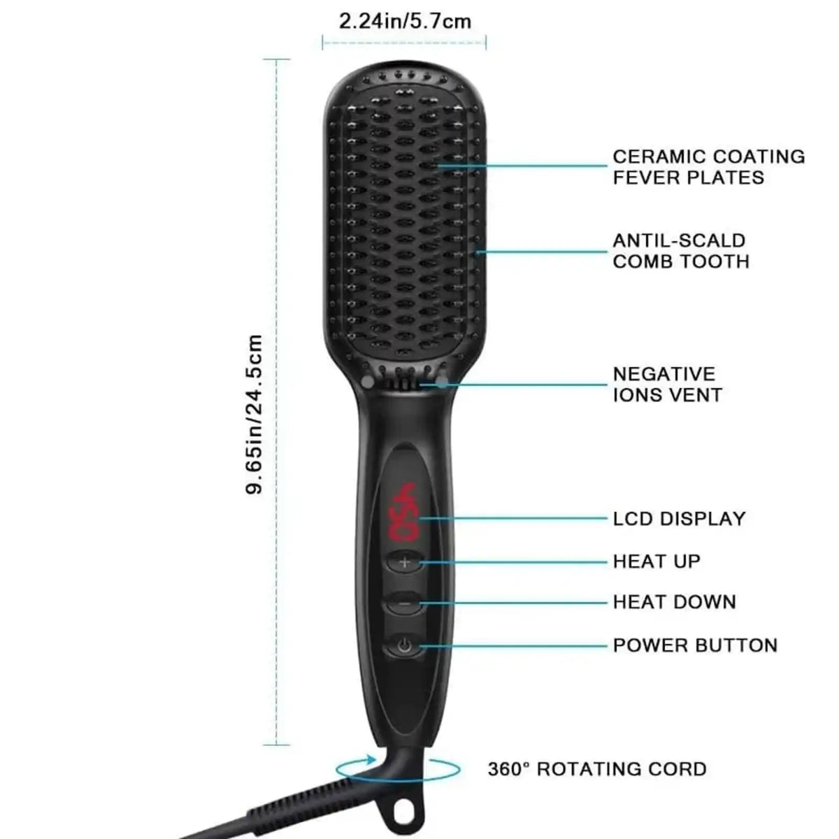 KissICON Fastyle Hair Straightening Brush Smooth Frizz Free Shine