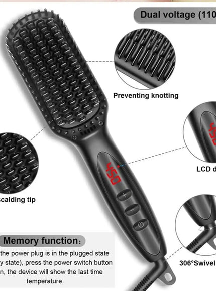 KissICON Fastyle Hair Straightening Brush Smooth Frizz Free Shine