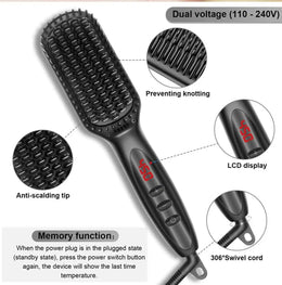 KissICON Fastyle Hair Straightening Brush Smooth Frizz Free Shine