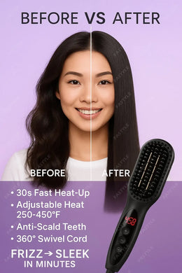 KissICON Fastyle Hair Straightening Brush Smooth Frizz Free Shine