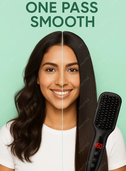 KissICON Fastyle Hair Straightening Brush Smooth Frizz Free Shine