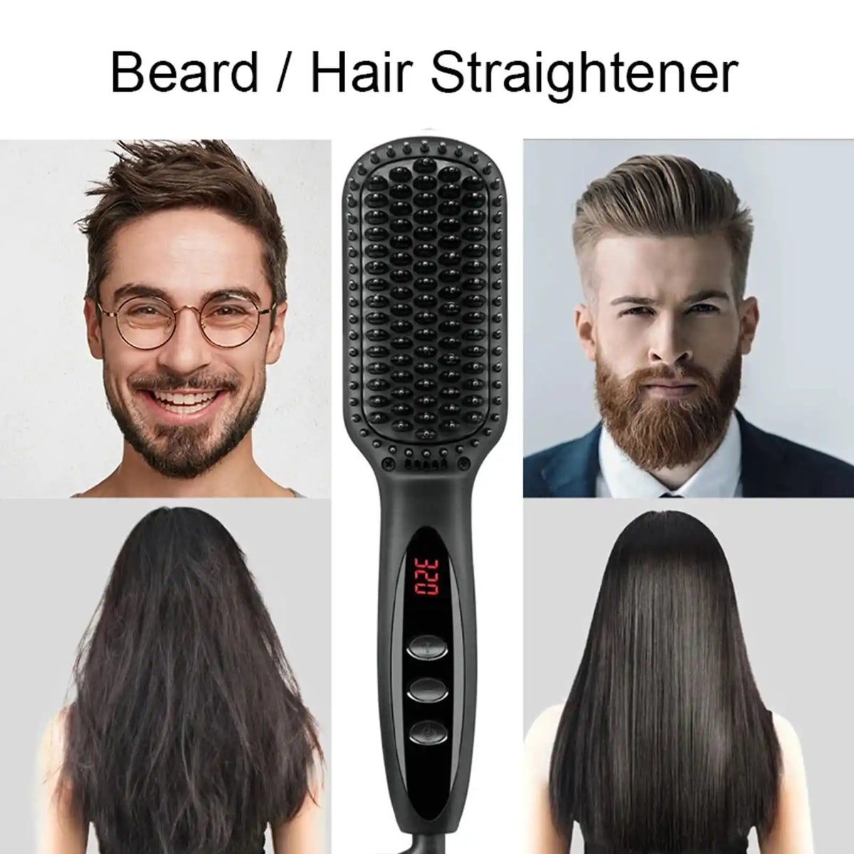 KissICON Fastyle Hair Straightening Brush Smooth Frizz Free Shine