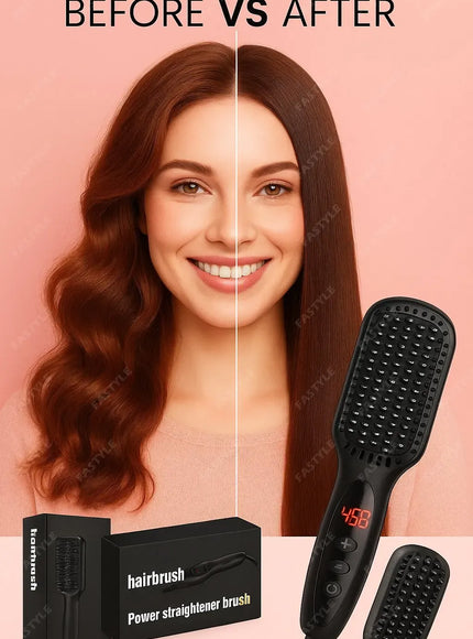 KissICON Fastyle Hair Straightening Brush Smooth Frizz Free Shine