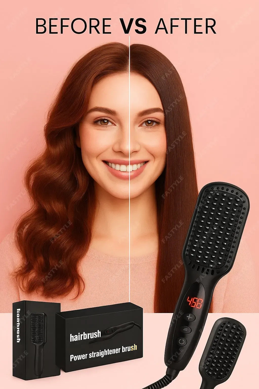 KissICON Fastyle Hair Straightening Brush Smooth Frizz Free Shine