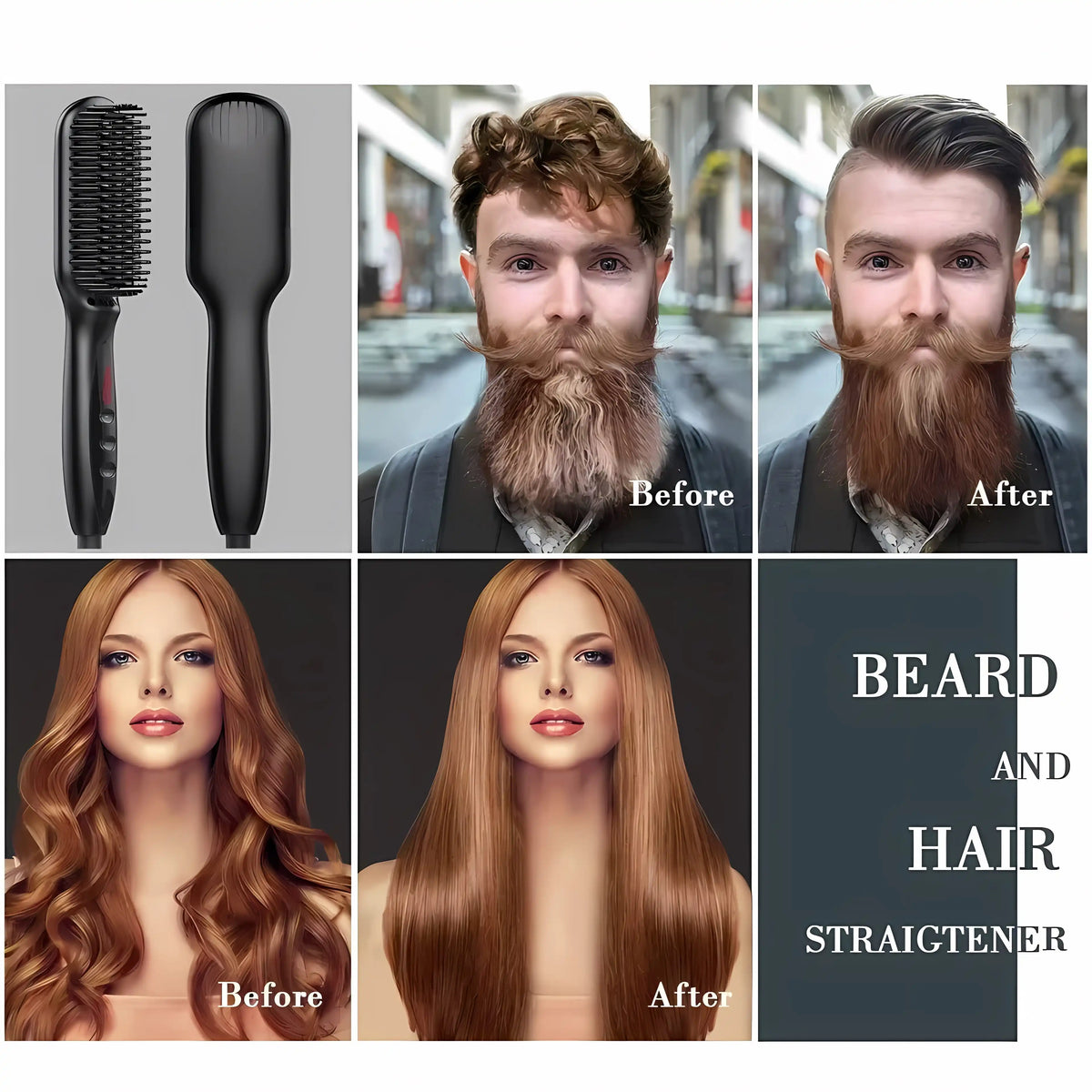 KissICON Fastyle Hair Straightening Brush Smooth Frizz Free Shine