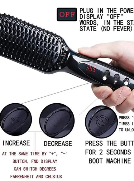 KissICON Fastyle Hair Straightening Brush Smooth Frizz Free Shine