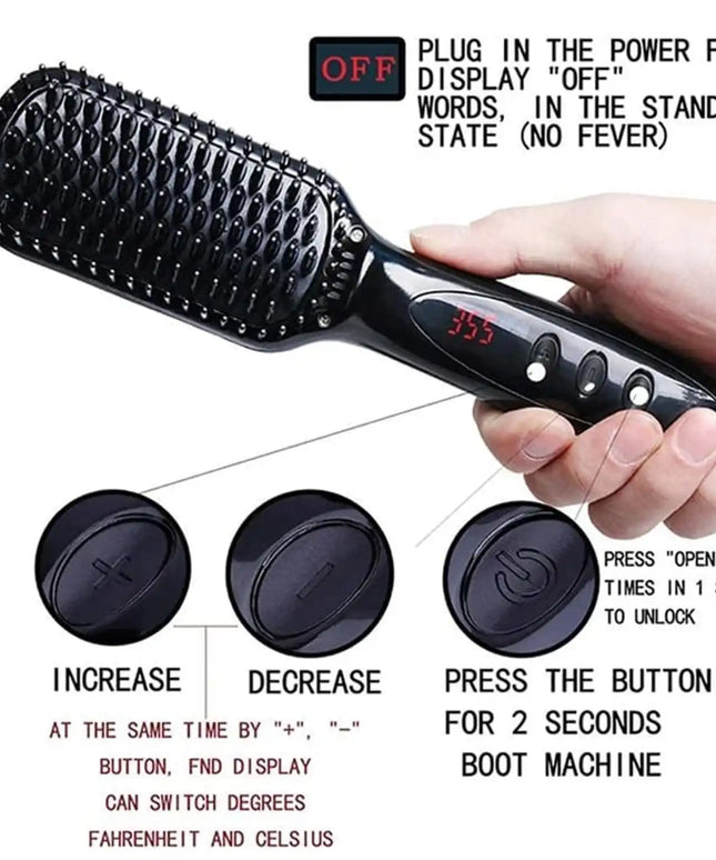 KissICON Fastyle Hair Straightening Brush Smooth Frizz Free Shine