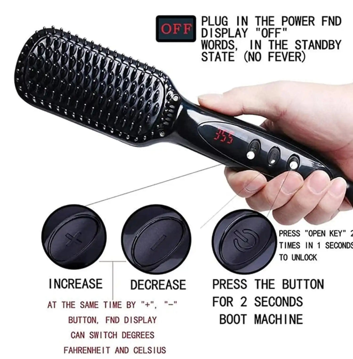 KissICON Fastyle Hair Straightening Brush Smooth Frizz Free Shine