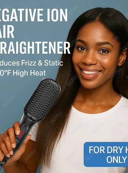 KissICON Fastyle Hair Straightening Brush Smooth Frizz Free Shine