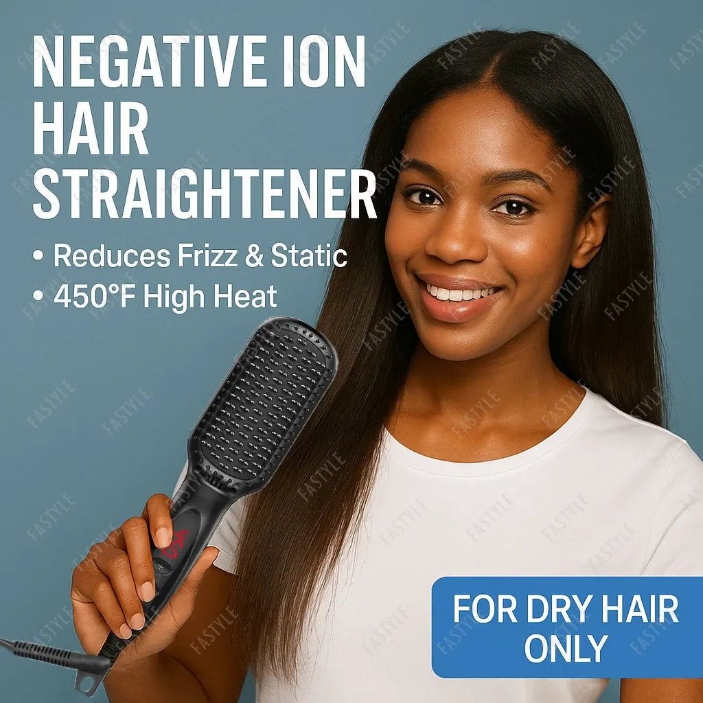 KissICON Fastyle Hair Straightening Brush Smooth Frizz Free Shine