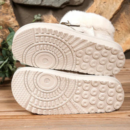 KissICON Faux Suede Buckle Decor Ankle Boots Women Winter