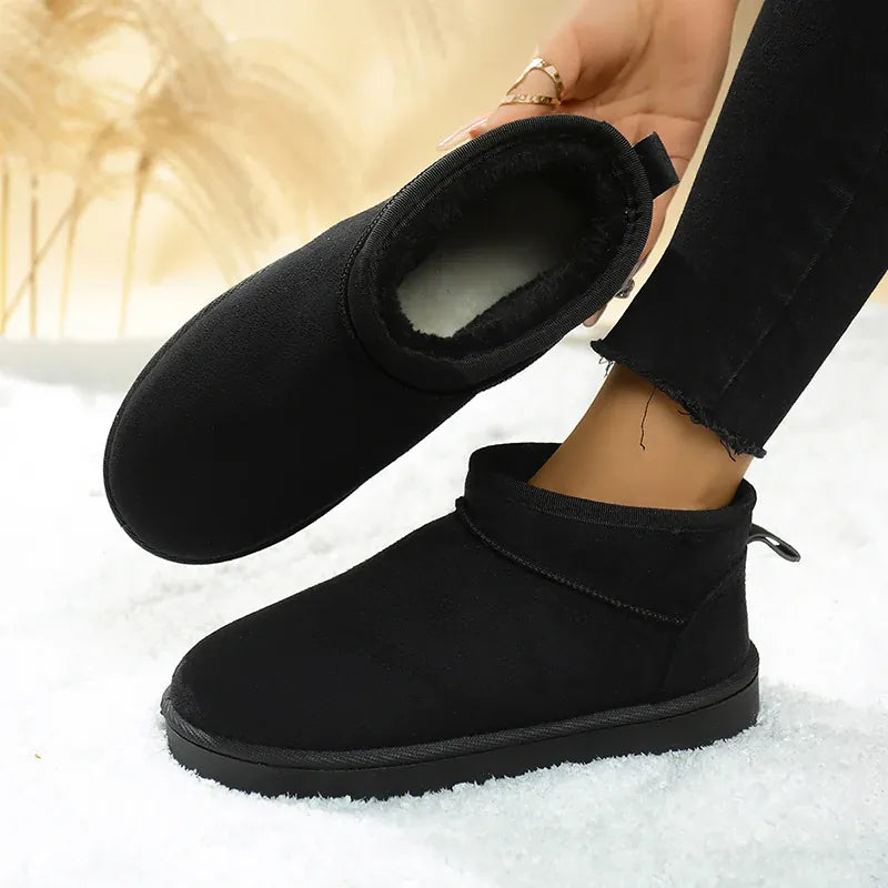 KissICON Faux Suede Thick Sole Non Slip Snow Boots
