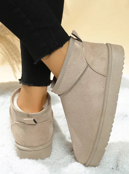 KissICON Faux Suede Thick Sole Non Slip Snow Boots