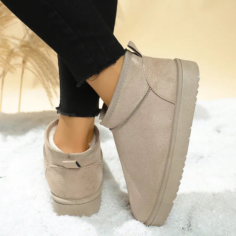 KissICON Faux Suede Thick Sole Non Slip Snow Boots