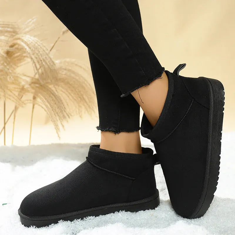 KissICON Faux Suede Thick Sole Non Slip Snow Boots