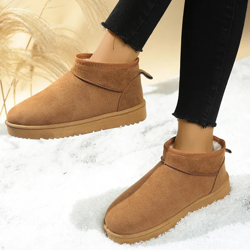 KissICON Faux Suede Thick Sole Non Slip Snow Boots