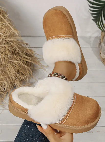 KissICON Faux Suede Winter Warm Cotton Slippers Women Fluffy