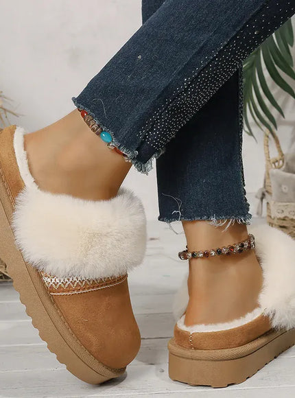 KissICON Faux Suede Winter Warm Cotton Slippers Women Fluffy