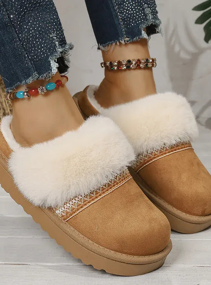 KissICON Faux Suede Winter Warm Cotton Slippers Women Fluffy