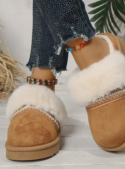 KissICON Faux Suede Winter Warm Cotton Slippers Women Fluffy