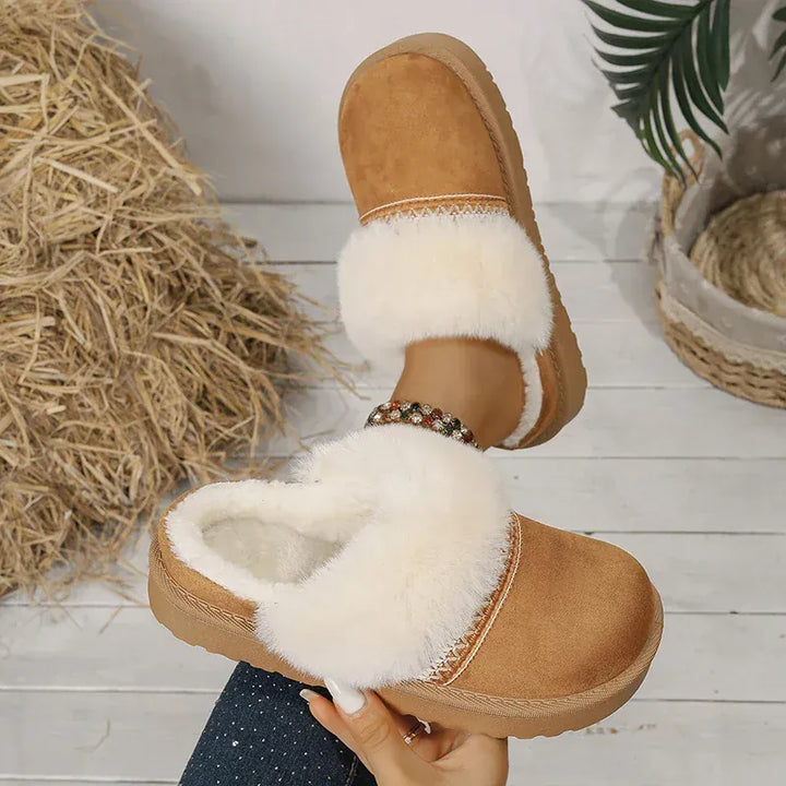 Faux Suede Winter Warm Cotton Slippers Women Fluffy