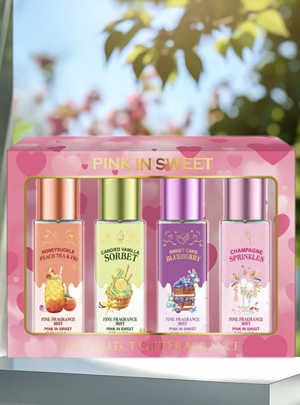 KissICON FC 4PCS Set Sweet Pink Floral Mist Gift Set – Longlasting