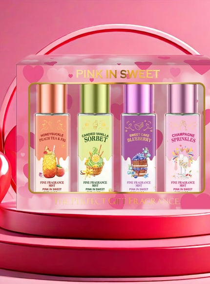 KissICON FC 4PCS Set Sweet Pink Floral Mist Gift Set – Longlasting
