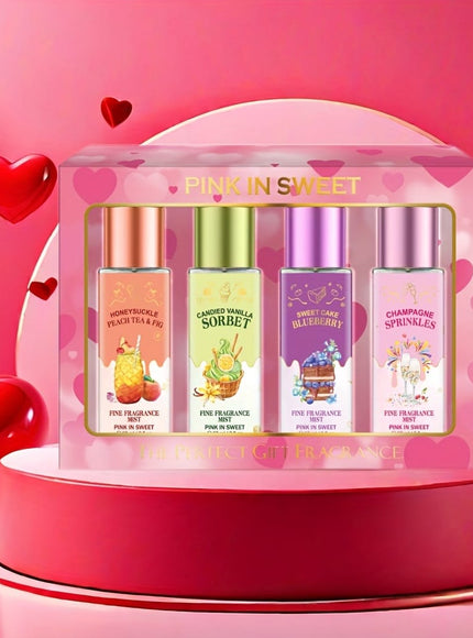 KissICON FC 4PCS Set Sweet Pink Floral Mist Gift Set – Longlasting
