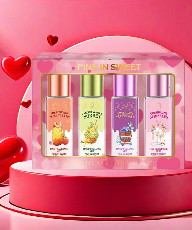 KissICON FC 4PCS Set Sweet Pink Floral Mist Gift Set – Longlasting