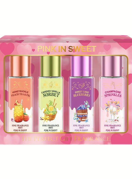 KissICON FC 4PCS Set Sweet Pink Floral Mist Gift Set – Longlasting