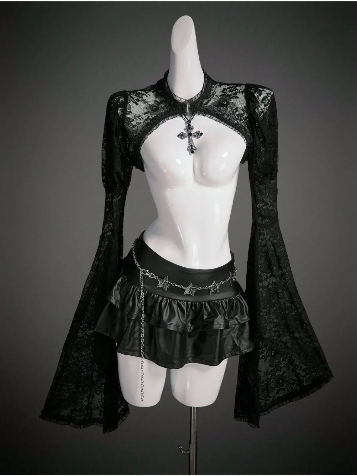 KissICON Female Gothic-Style Grace Halloween Costume Black Top