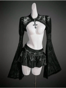 KissICON Female Gothic-Style Grace Halloween Costume Black Top