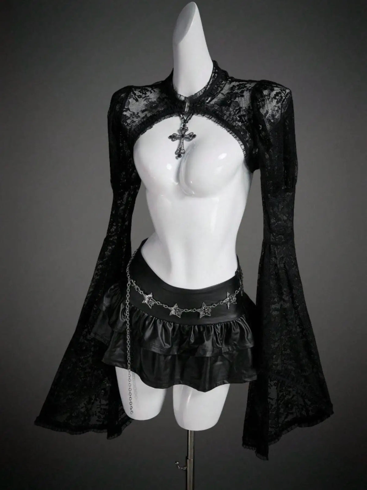 KissICON Female Gothic-Style Grace Halloween Costume Black Top